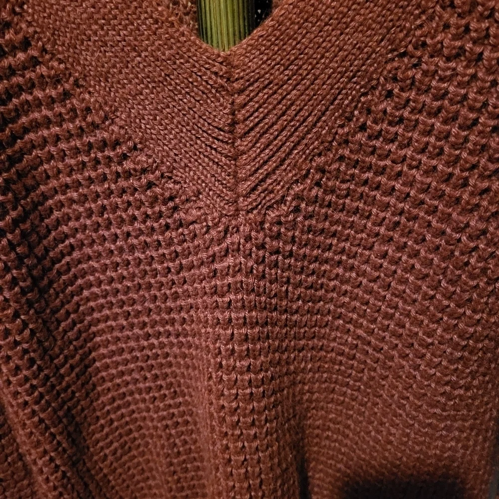 Pendleton Emery Burgundy Maroon V-Neck Chunky Pullover Sweater Size XS